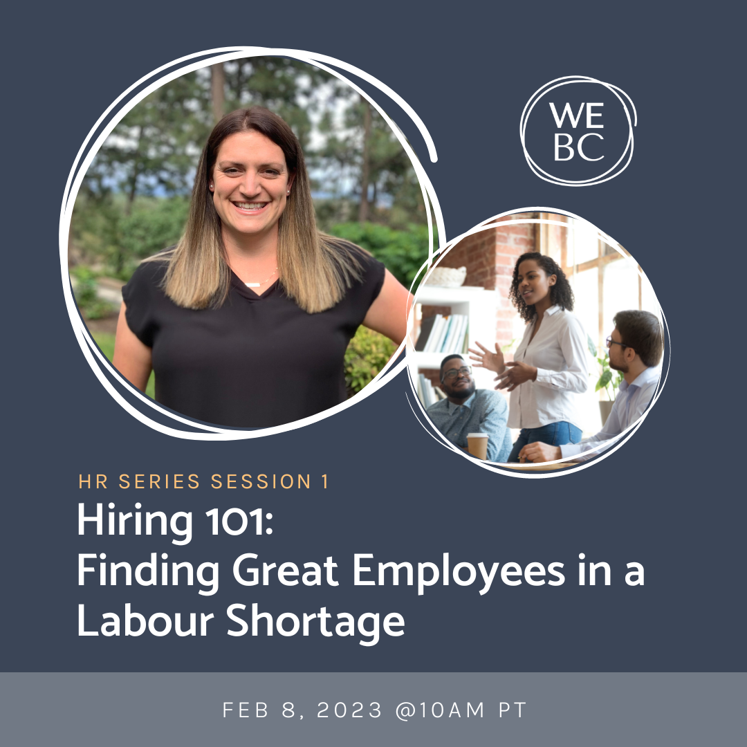 Series info, facilitator headshot and an image of a woman standing and speaking to 2 men sitting on both sides